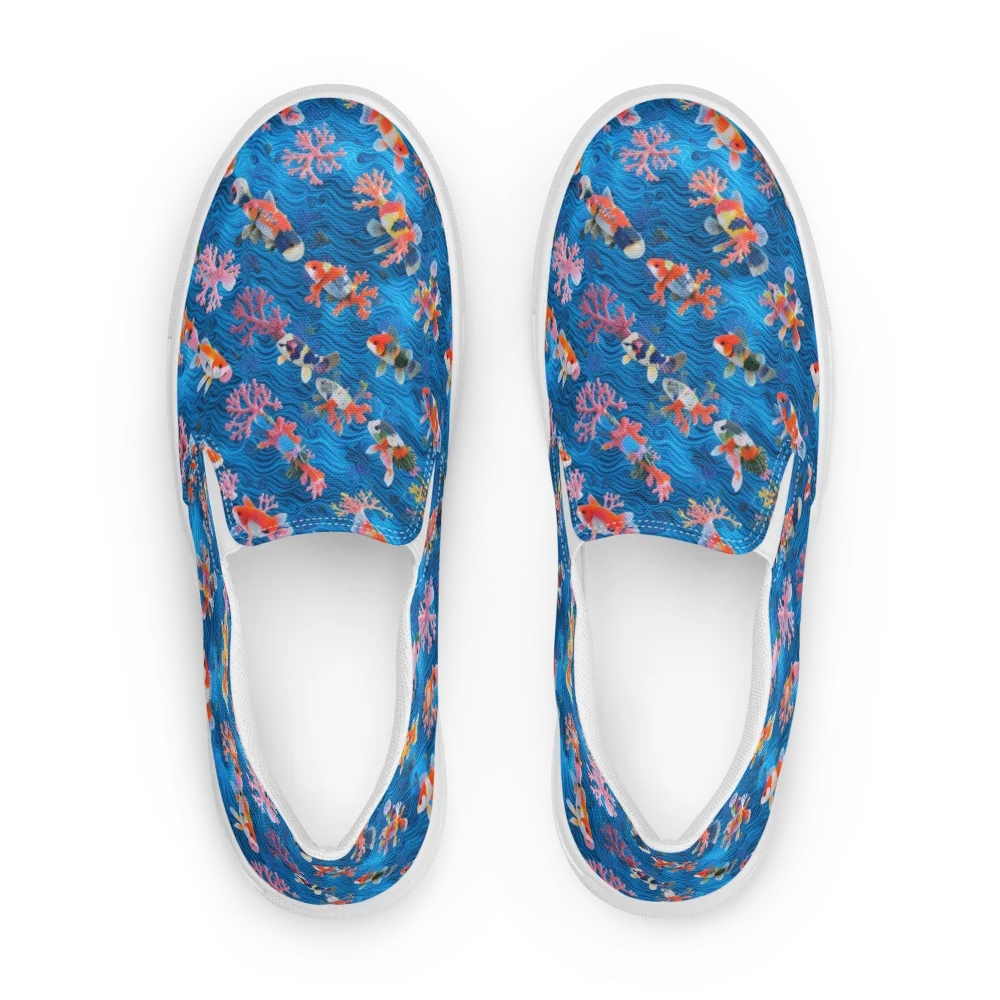 Coral Koi Current on Women's Slip-On Canvas Shoes — Front