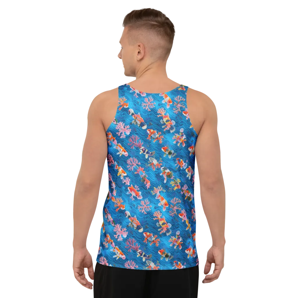 Coral Koi Current on Men's Tank Top — Back