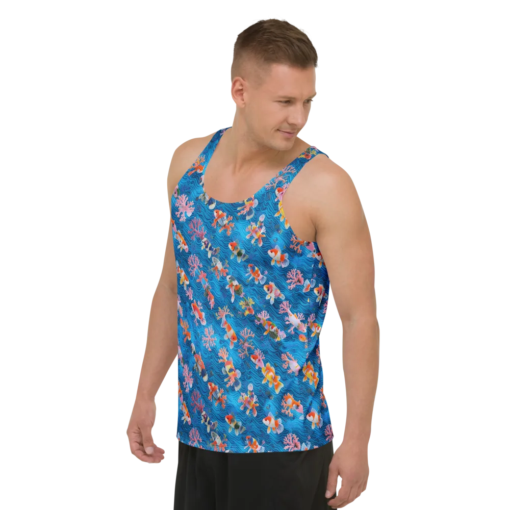 Coral Koi Current on Men's Tank Top — Left Front