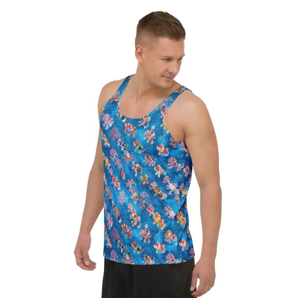 Coral Koi Current on Men's Tank Top — Left Front