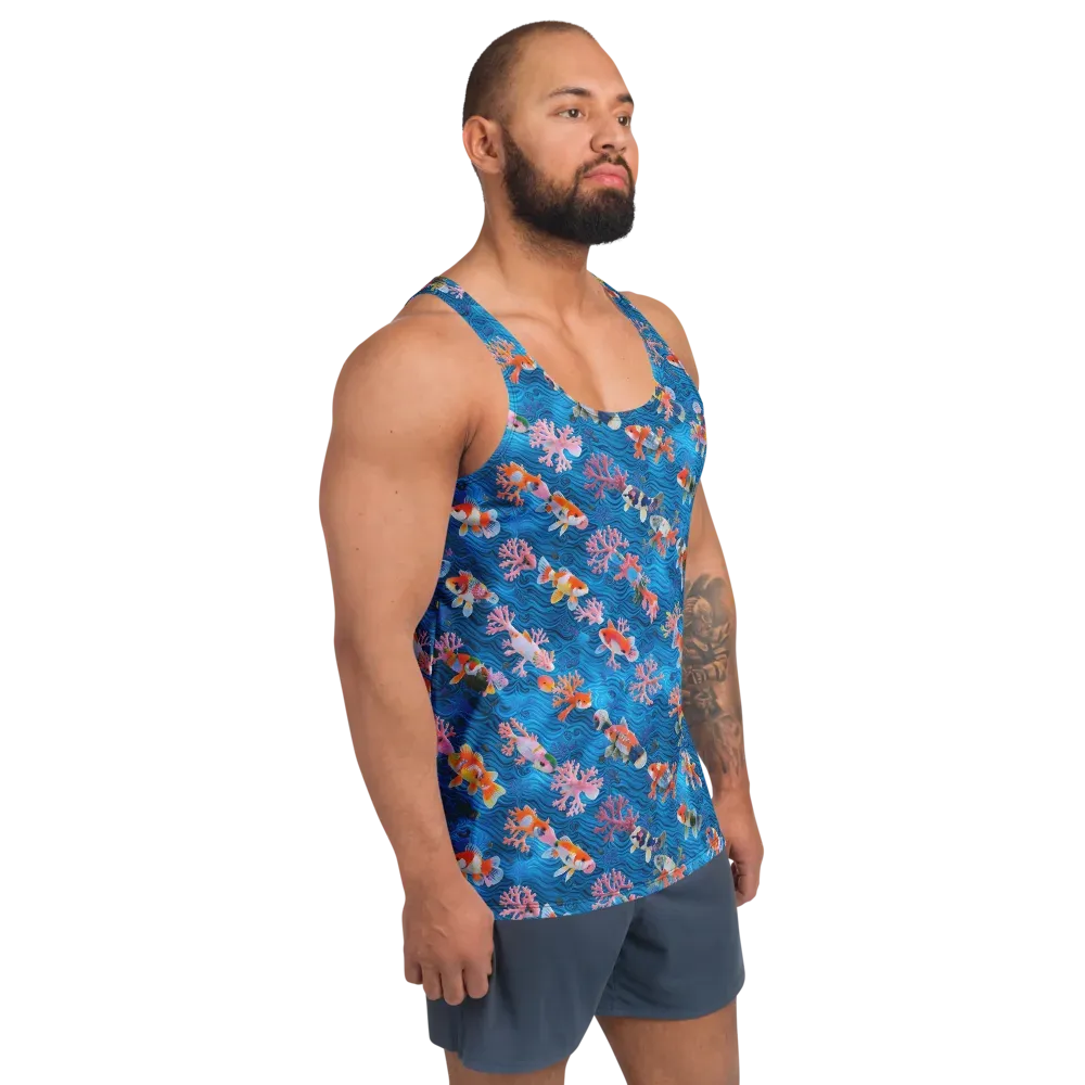 Coral Koi Current on Men's Tank Top — Right Front