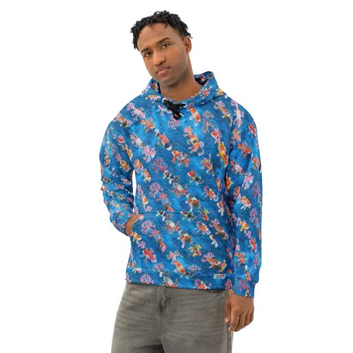 Coral Koi Current on a Cotton Hoodie