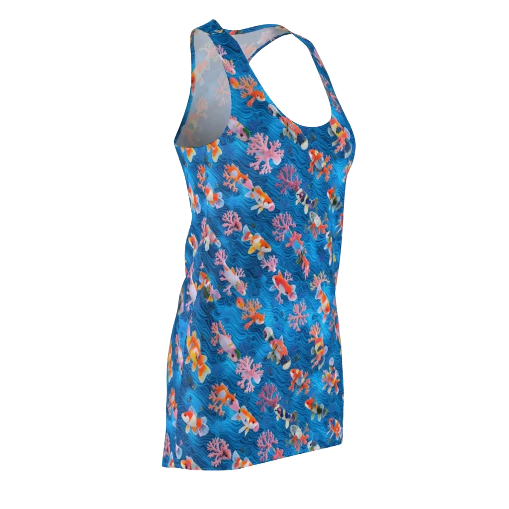 Coral Koi Current on Racerback Dress — Front Side