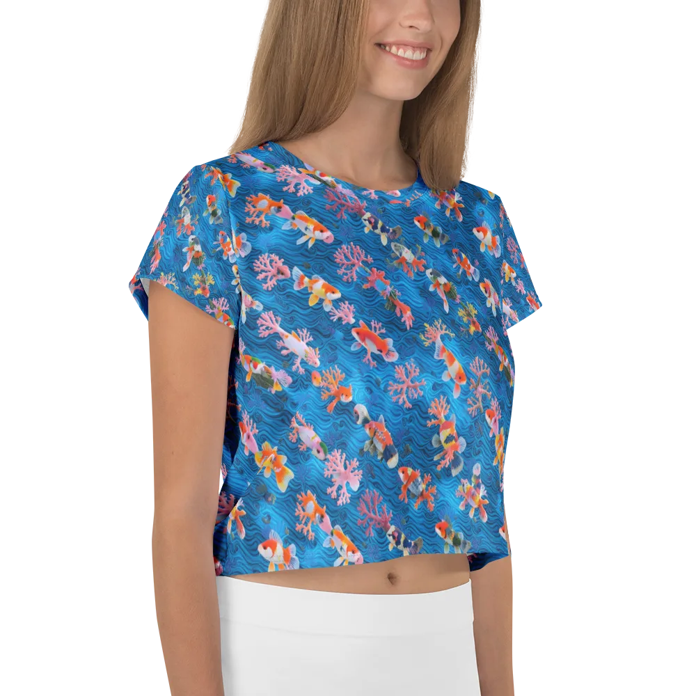 Coral Koi Current on Crop Tee — Right