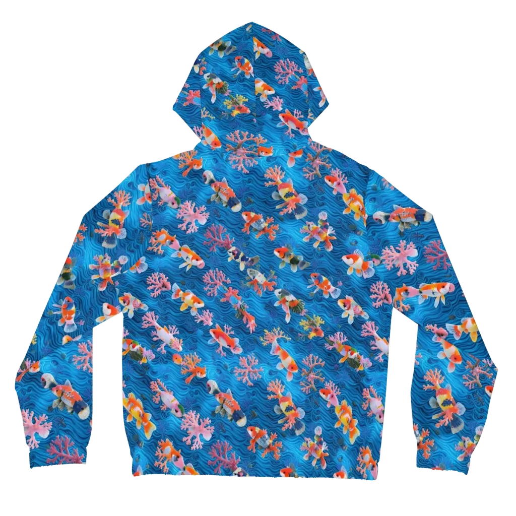 Coral Koi Current on Women's Full-Zip Hoodie — Back