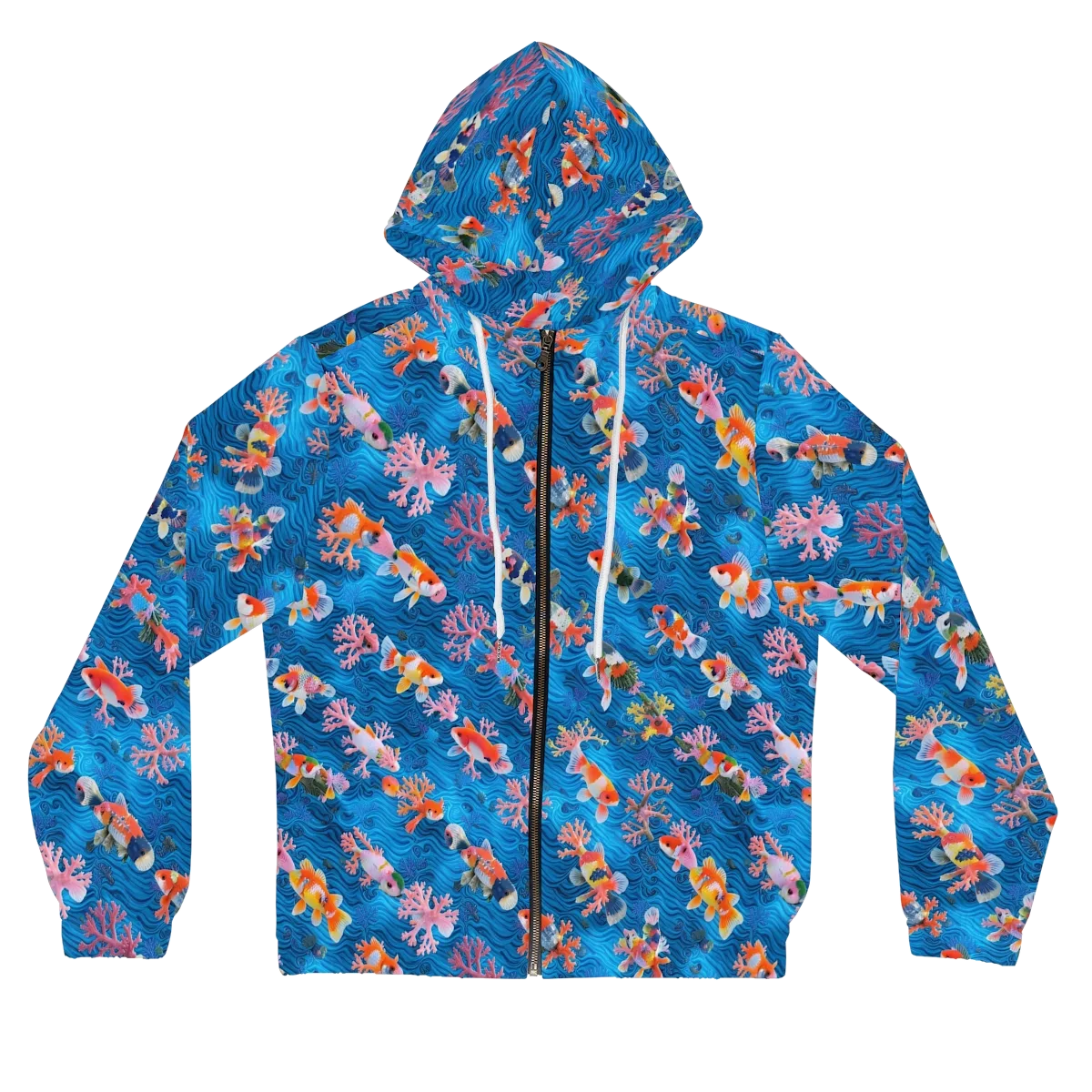 Coral Koi Current on Women's Full-Zip Hoodie — Front