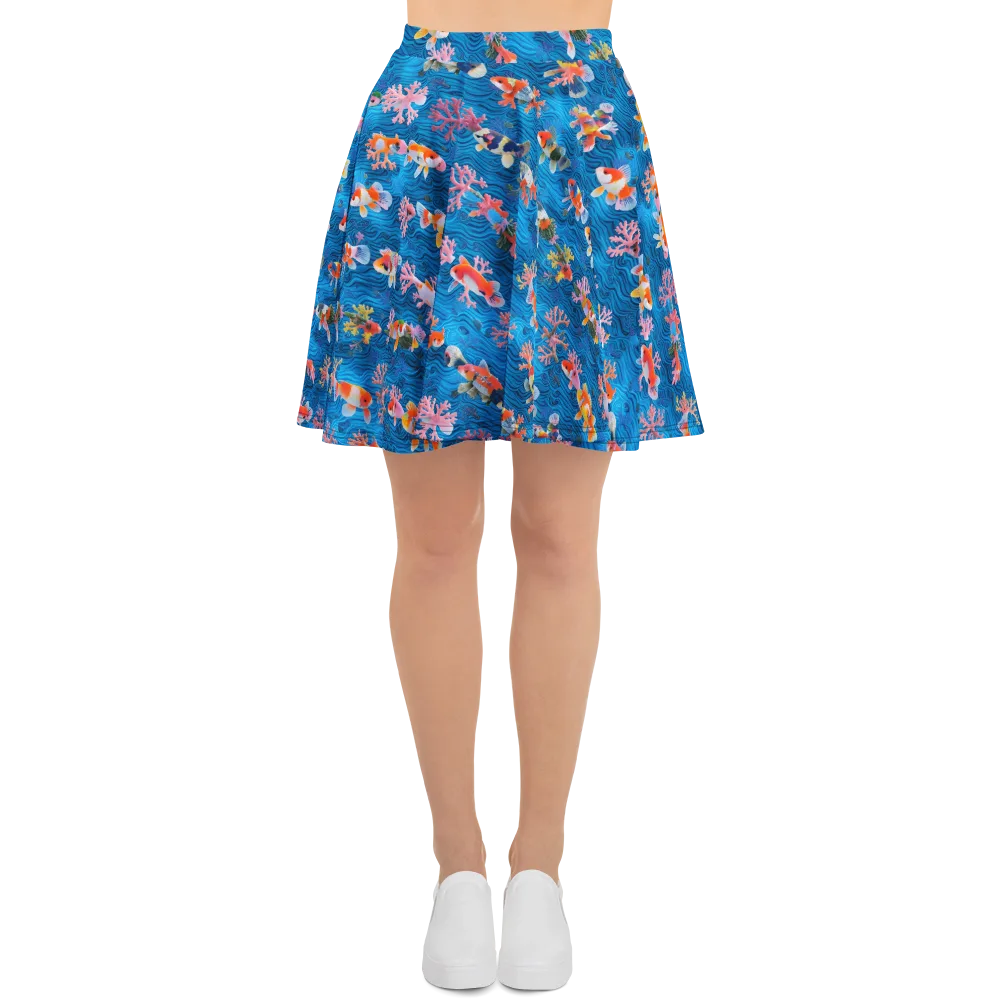 Coral Koi Current on Skater Skirt — Front