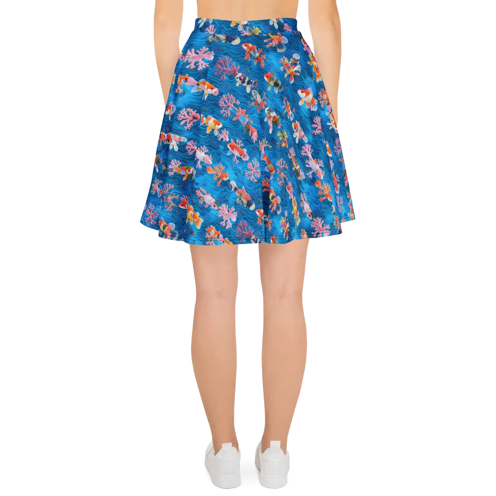 Coral Koi Current on Skater Skirt — Back