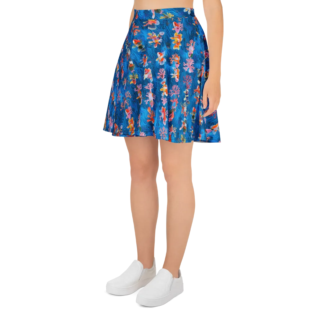 Coral Koi Current on Skater Skirt — Left