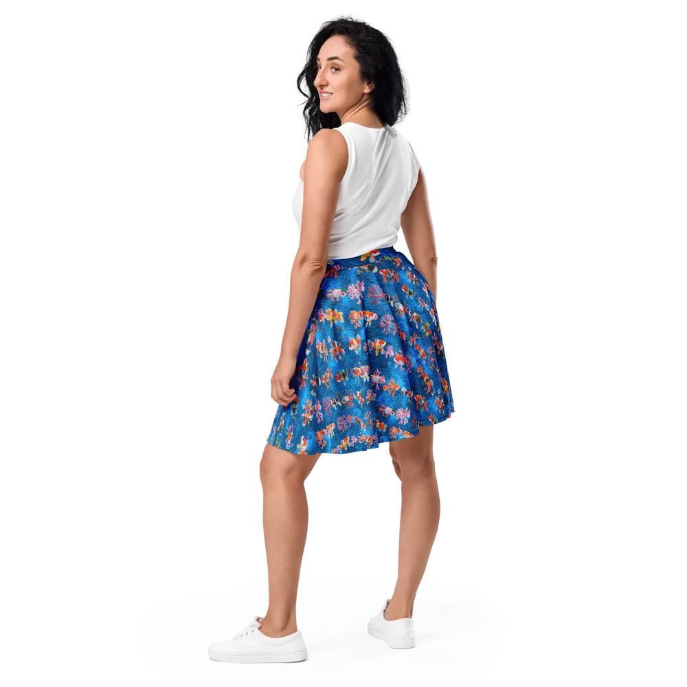 Coral Koi Current on Skater Skirt — Back