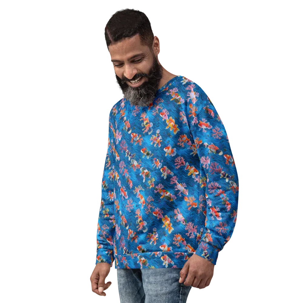 Coral Koi Current on Sweatshirt — Left Front