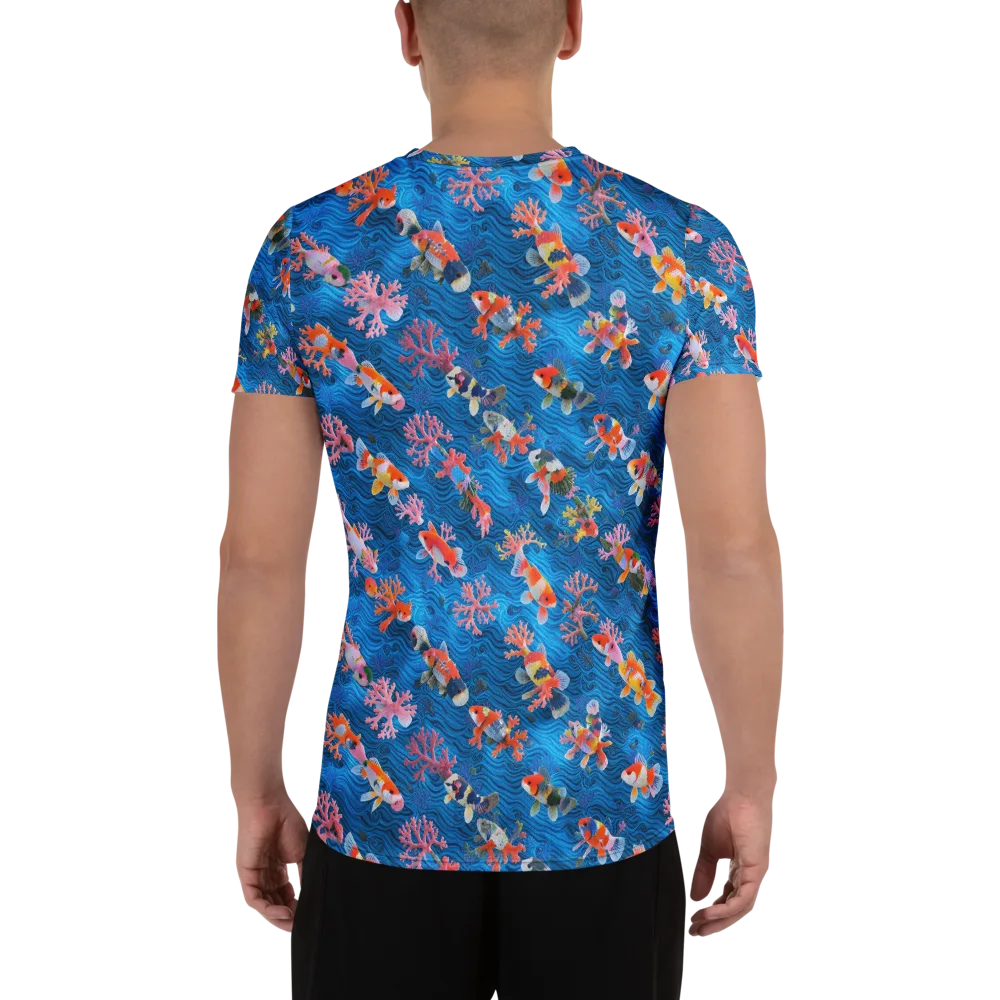 Coral Koi Current on Men's Athletic T-Shirt — Back