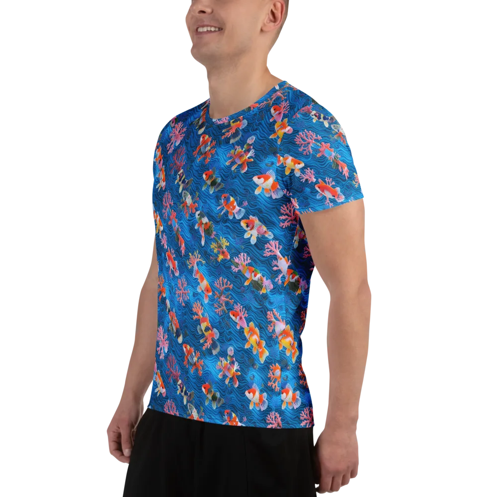 Coral Koi Current on Men's Athletic T-Shirt — Left