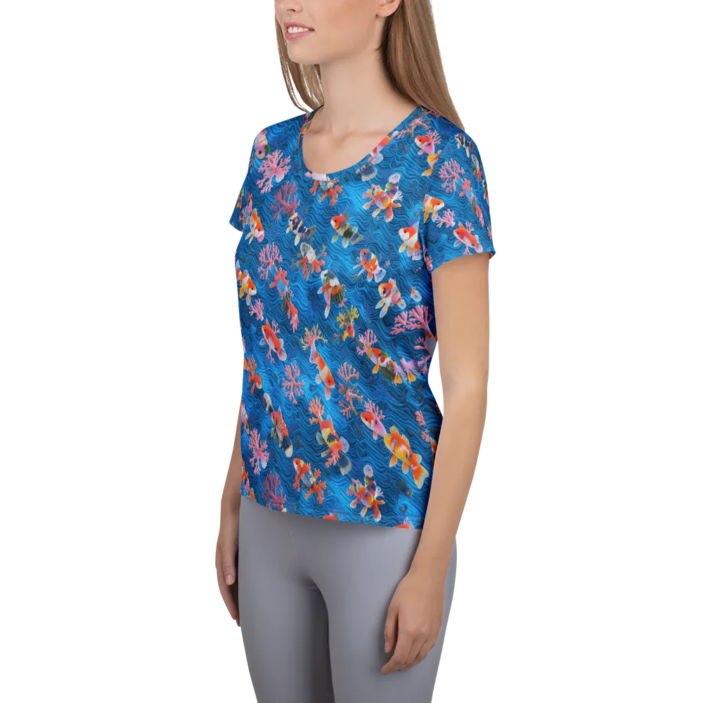 Coral Koi Current on Women's Athletic T-Shirt — Left