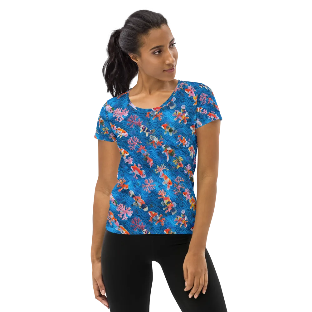 Coral Koi Current on Women's Athletic T-Shirt — Front