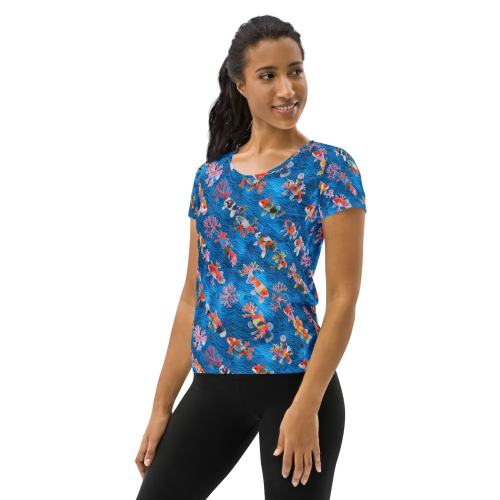 Coral Koi Current on Women's Athletic T-Shirt — Left