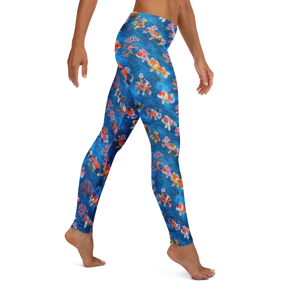 Coral Koi Current on Leggings — Right