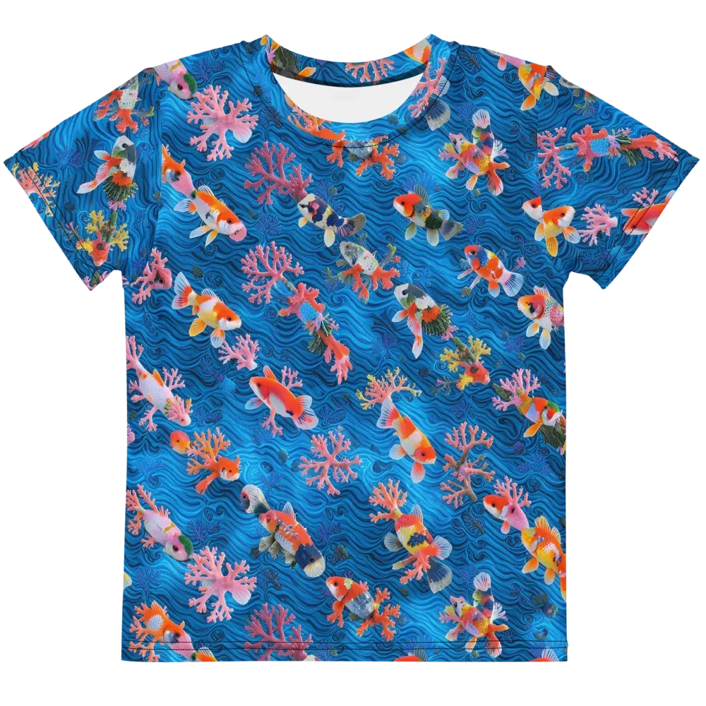 Coral Koi Current on Kids Crew Neck T-Shirt — Front