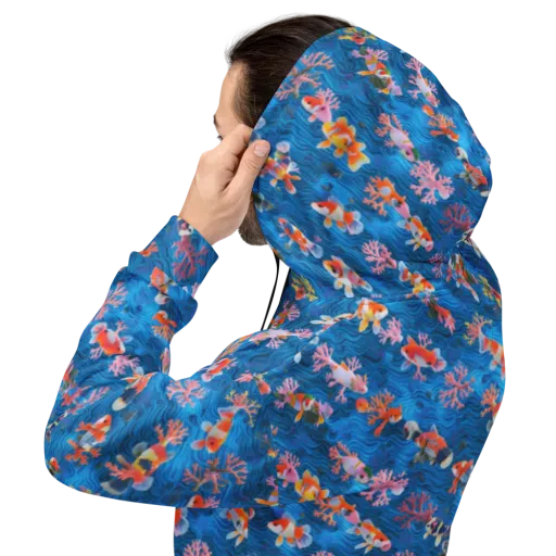 Coral Koi Current on a Hoodie