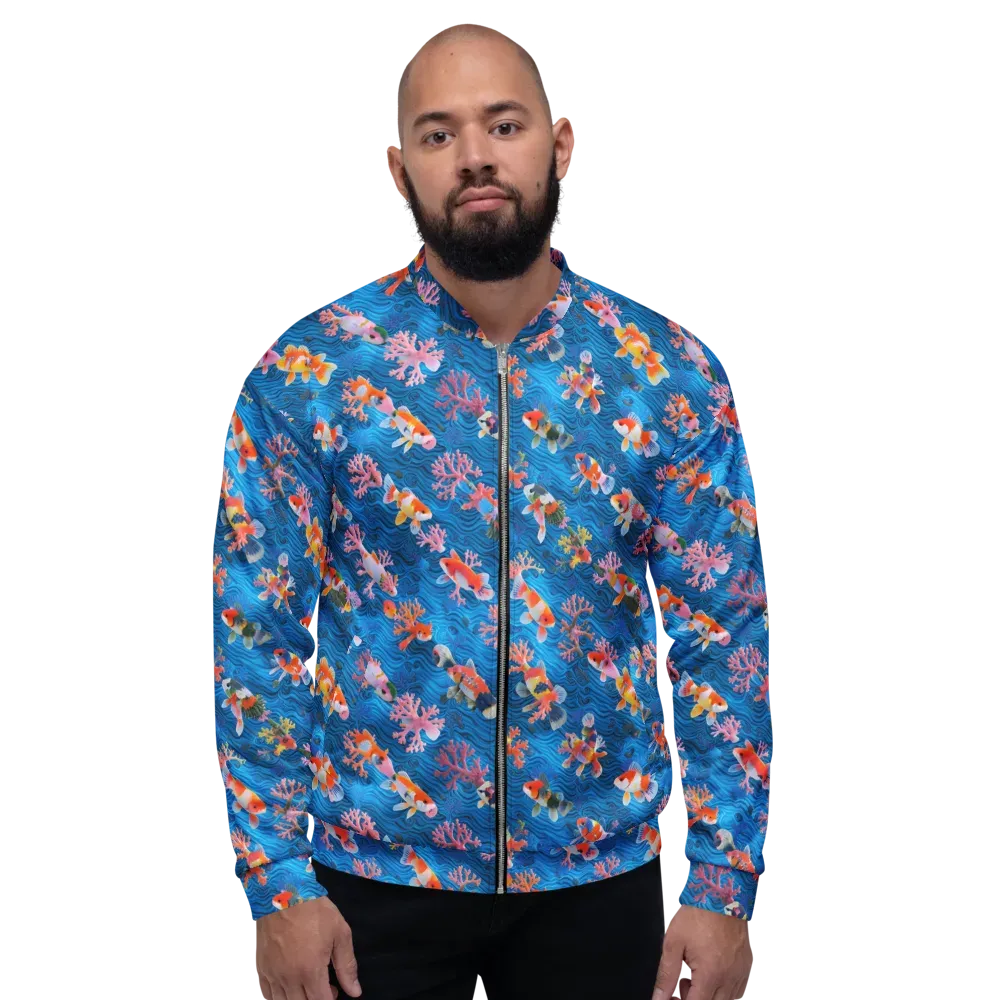Coral Koi Current on Bomber Jacket — Front