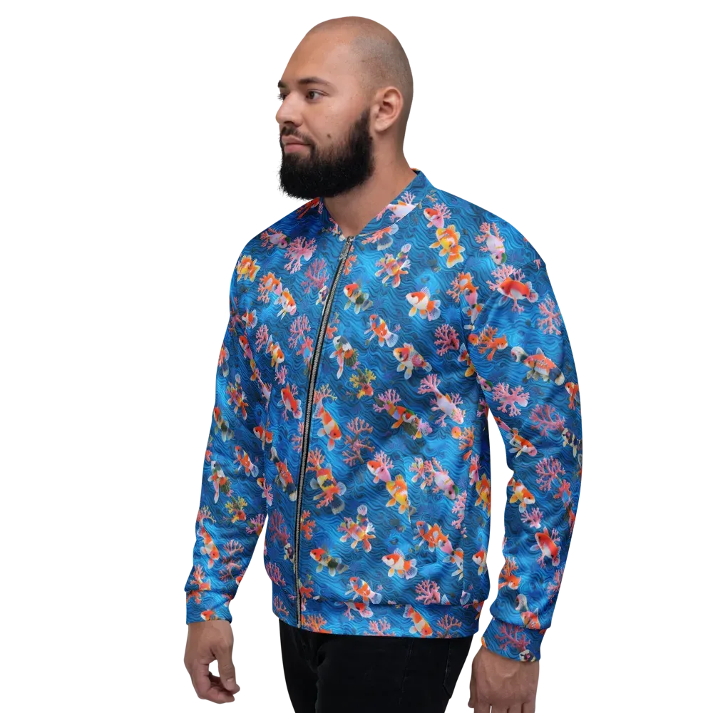 Coral Koi Current on Bomber Jacket — Left