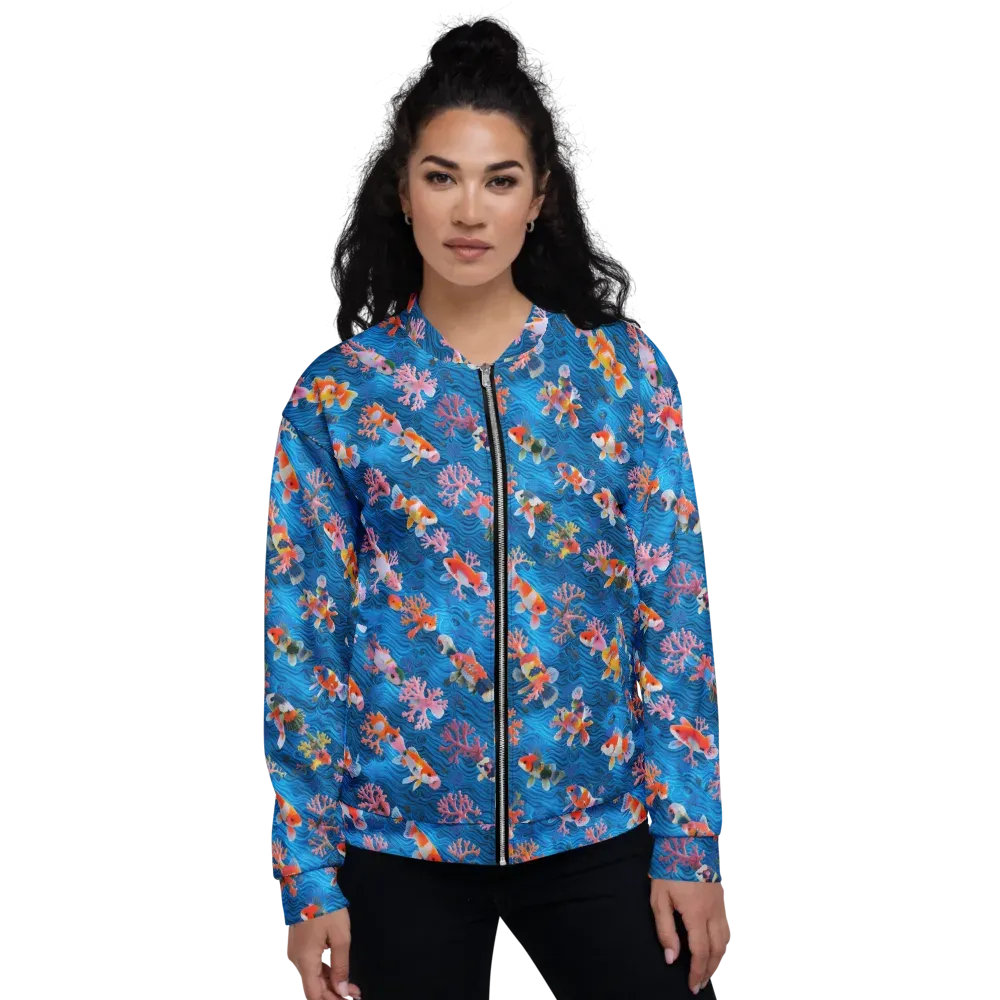 Coral Koi Current on Bomber Jacket — Front