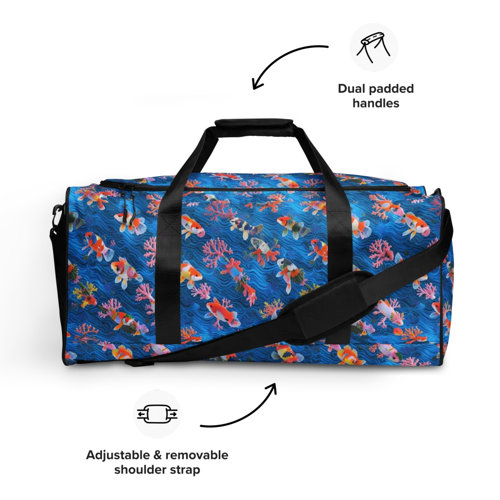 Coral Koi Current on Duffle Bag — Front
