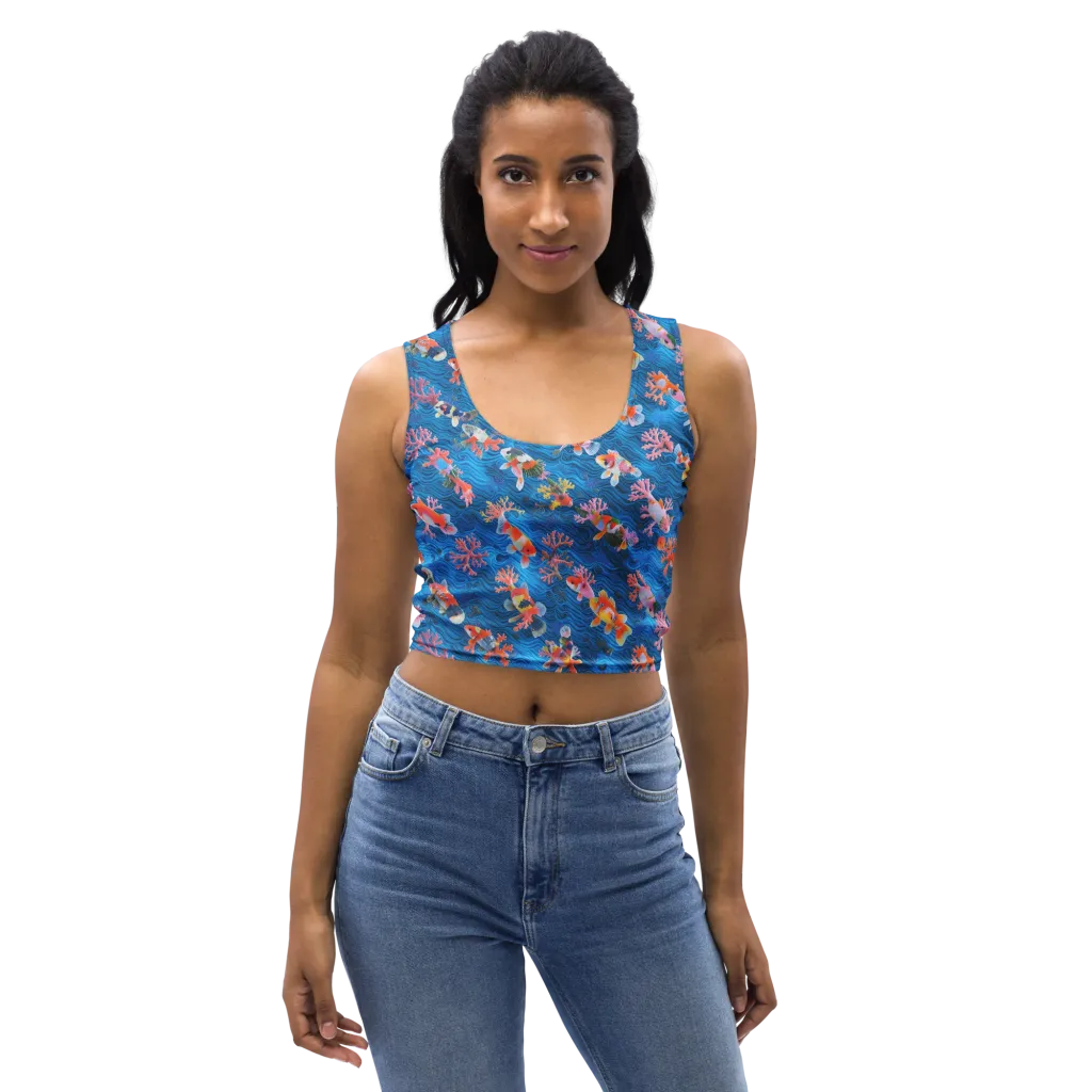 Coral Koi Current on Crop Top — Front
