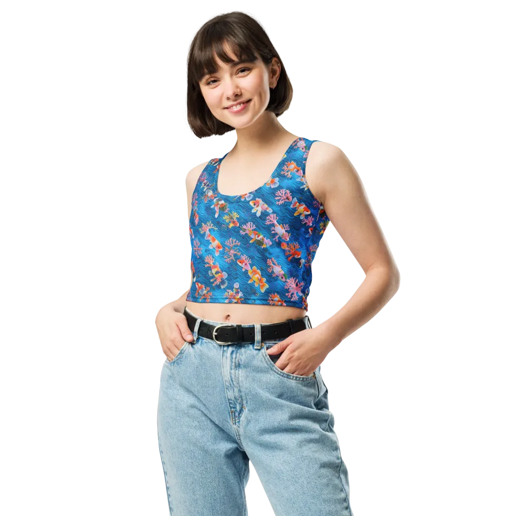Coral Koi Current on Crop Top — Front