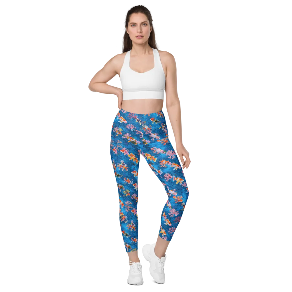 Coral Koi Current on Leggings with Pockets — Front