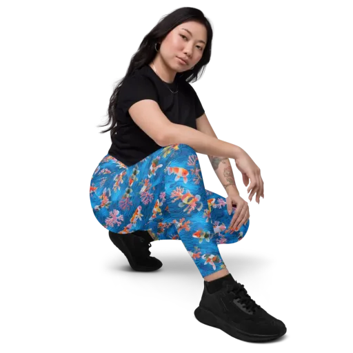 Coral Koi Current on a Leggings with Pockets