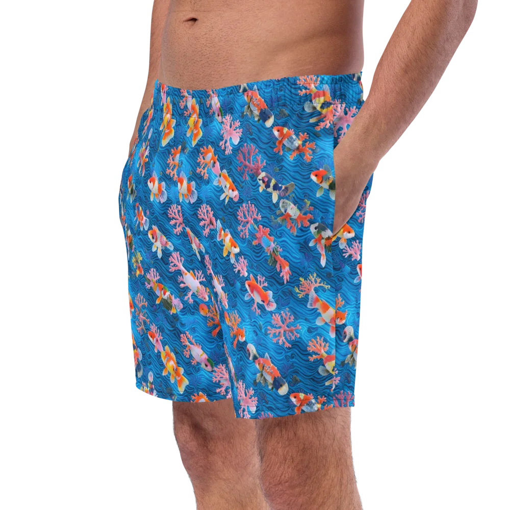 Coral Koi Current on Swim Trunks — Left Front