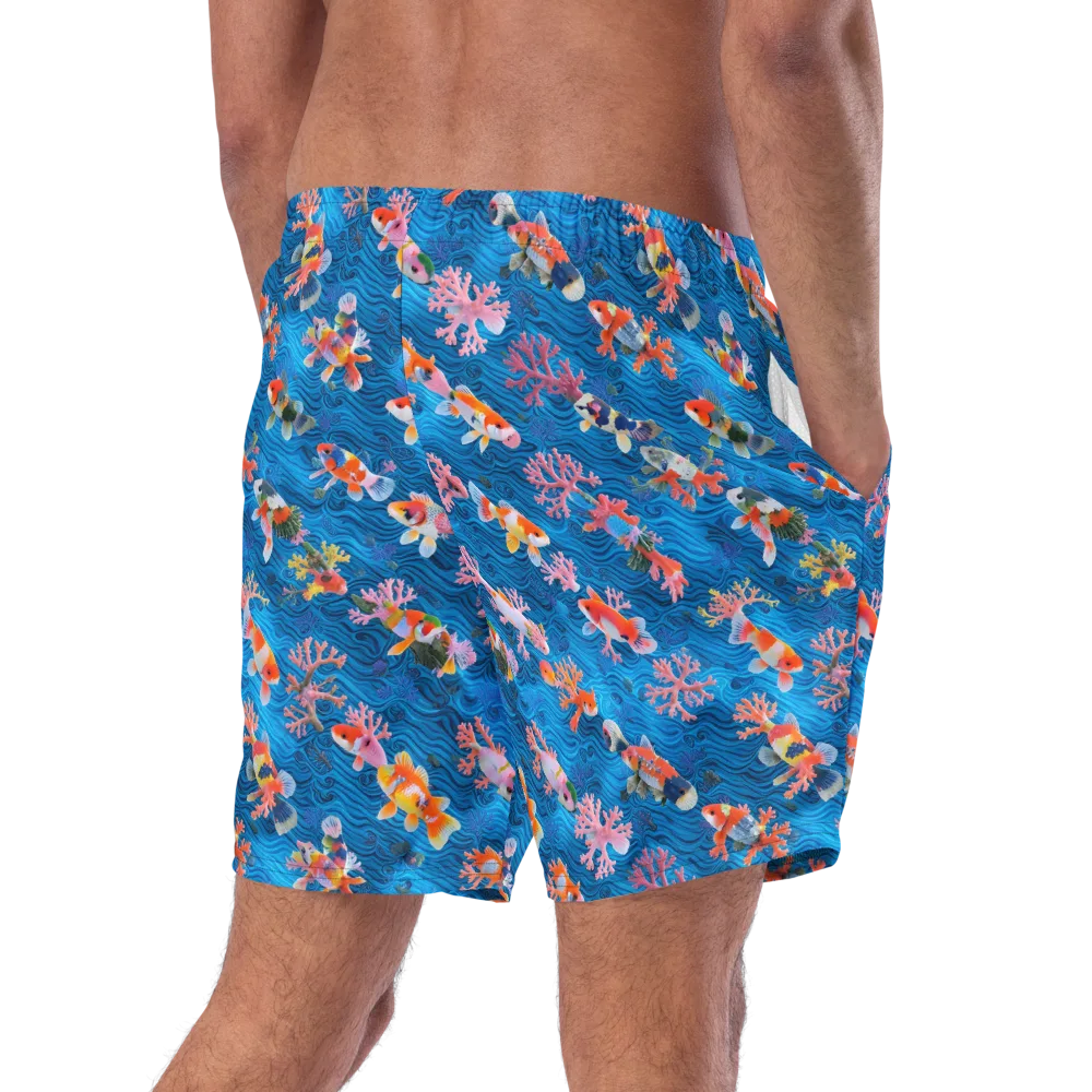 Coral Koi Current on Swim Trunks — Right Back