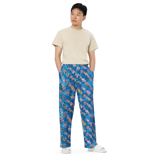 Coral Koi Current on a Wide-Leg Pants