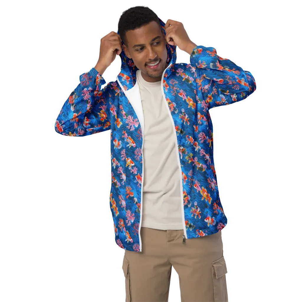 Coral Koi Current on Men's Windbreaker — Front