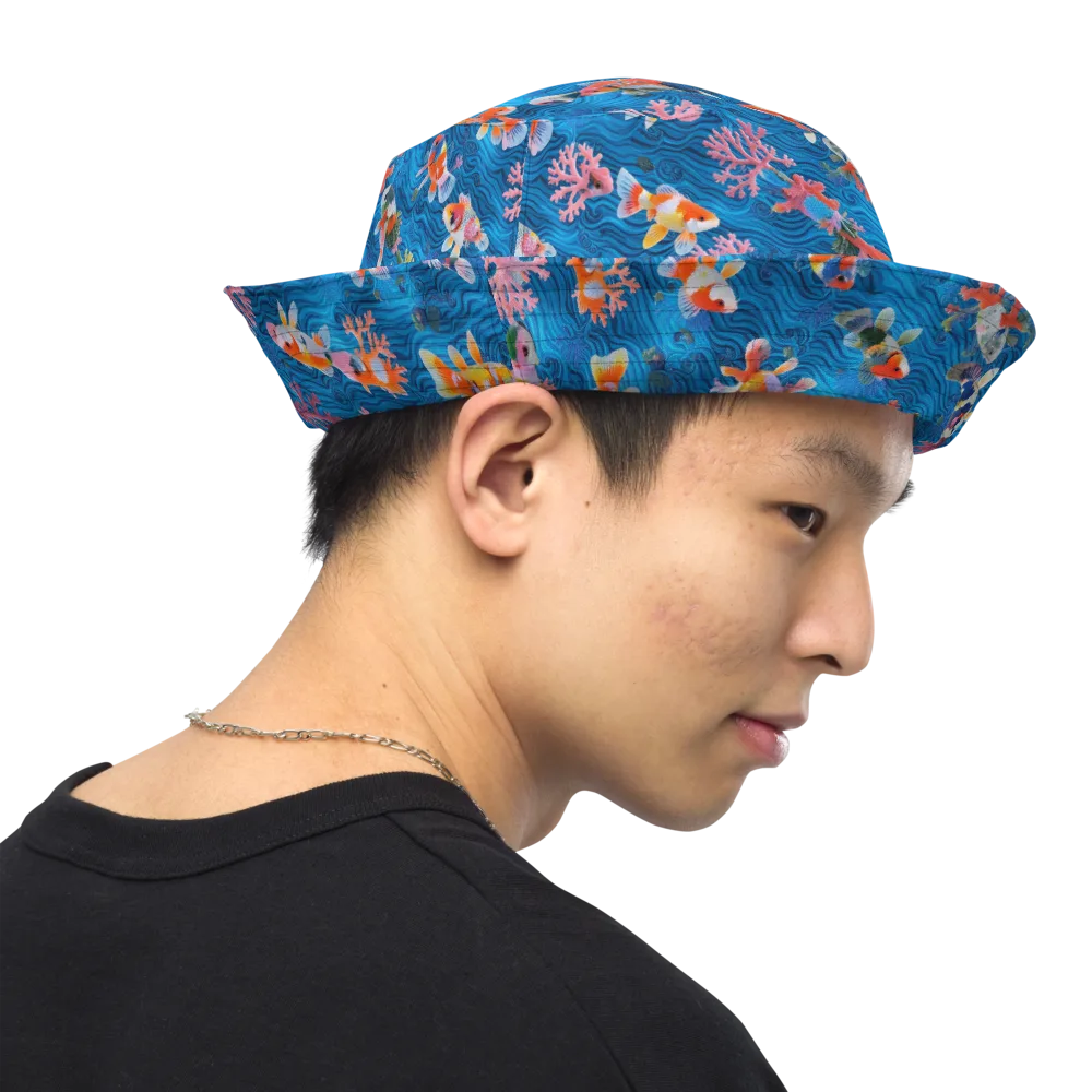 Coral Koi Current on Reversible Bucket Hat — Right Outside