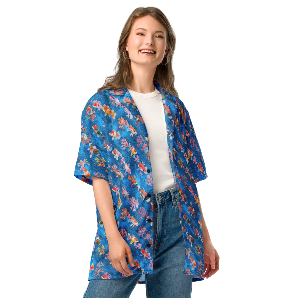 Coral Koi Current on Button Shirt — Front