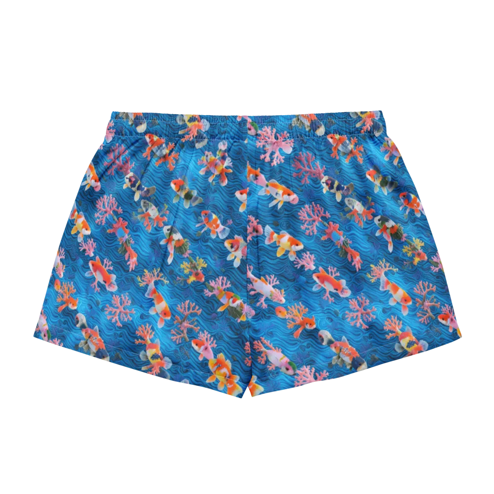 Coral Koi Current on Women's Pajama Shorts — Back