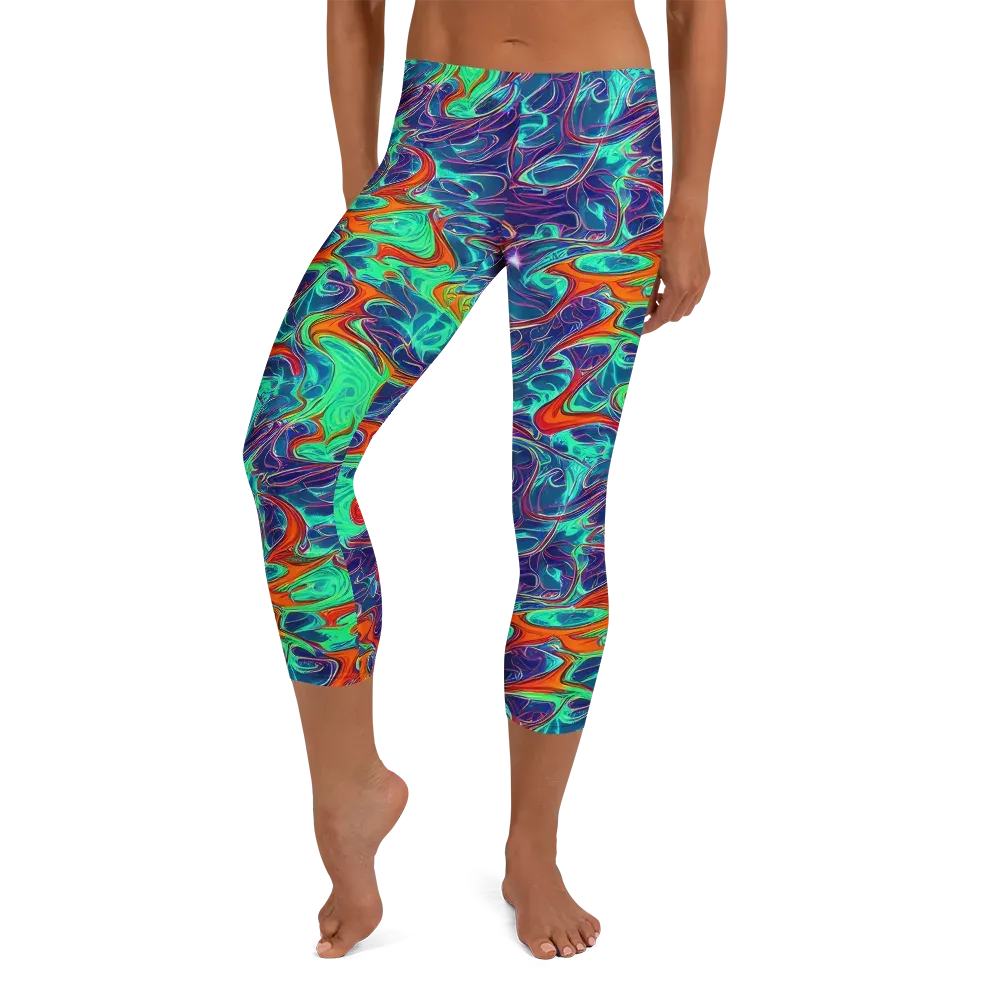 Cosmic Meltwater on Capri Leggings — Front