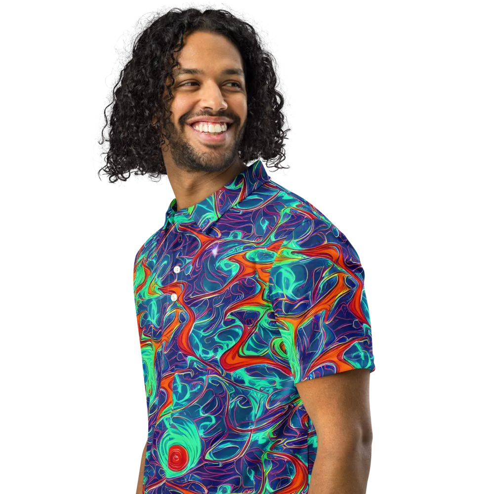 Cosmic Meltwater on Men's Slim Fit Polo Shirt — Left Front