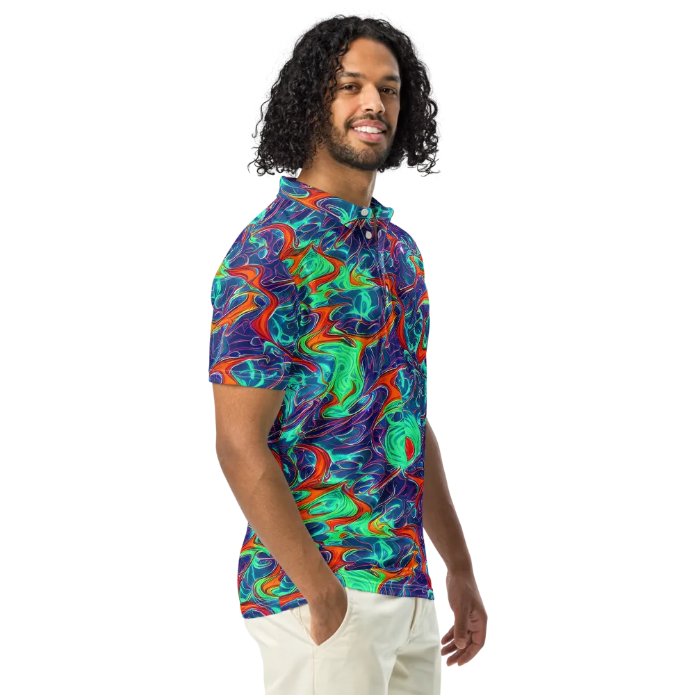 Cosmic Meltwater on Men's Slim Fit Polo Shirt — Right Front