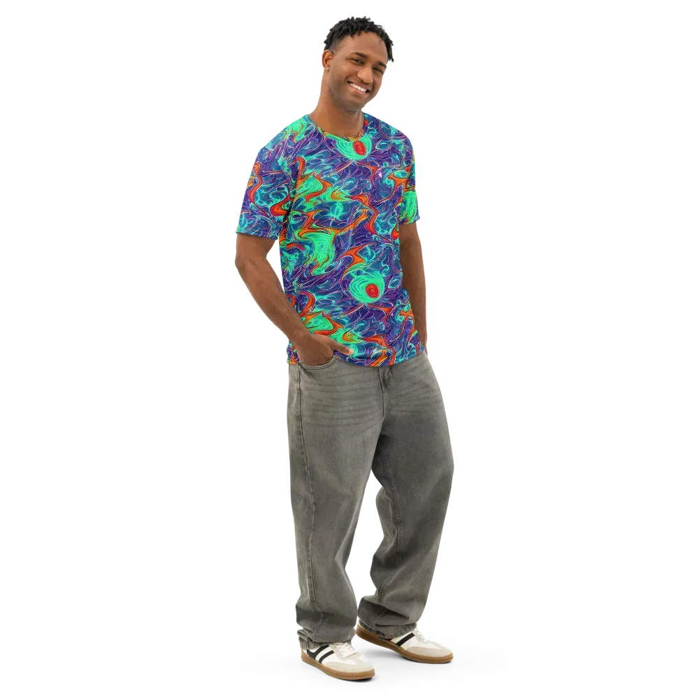 Cosmic Meltwater on Men's Cotton Crew Neck T-Shirt — Right Front