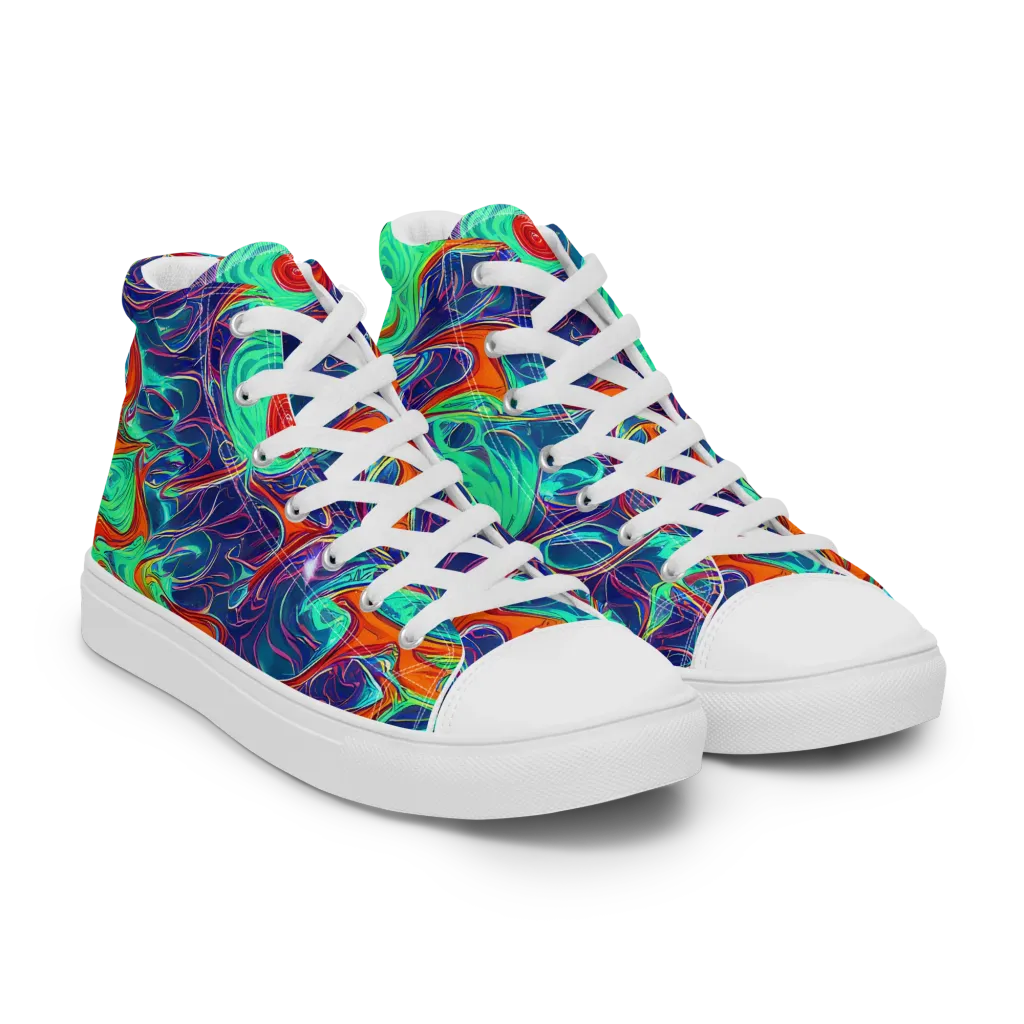 Cosmic Meltwater on Men's High Top Canvas Shoes — Right Front