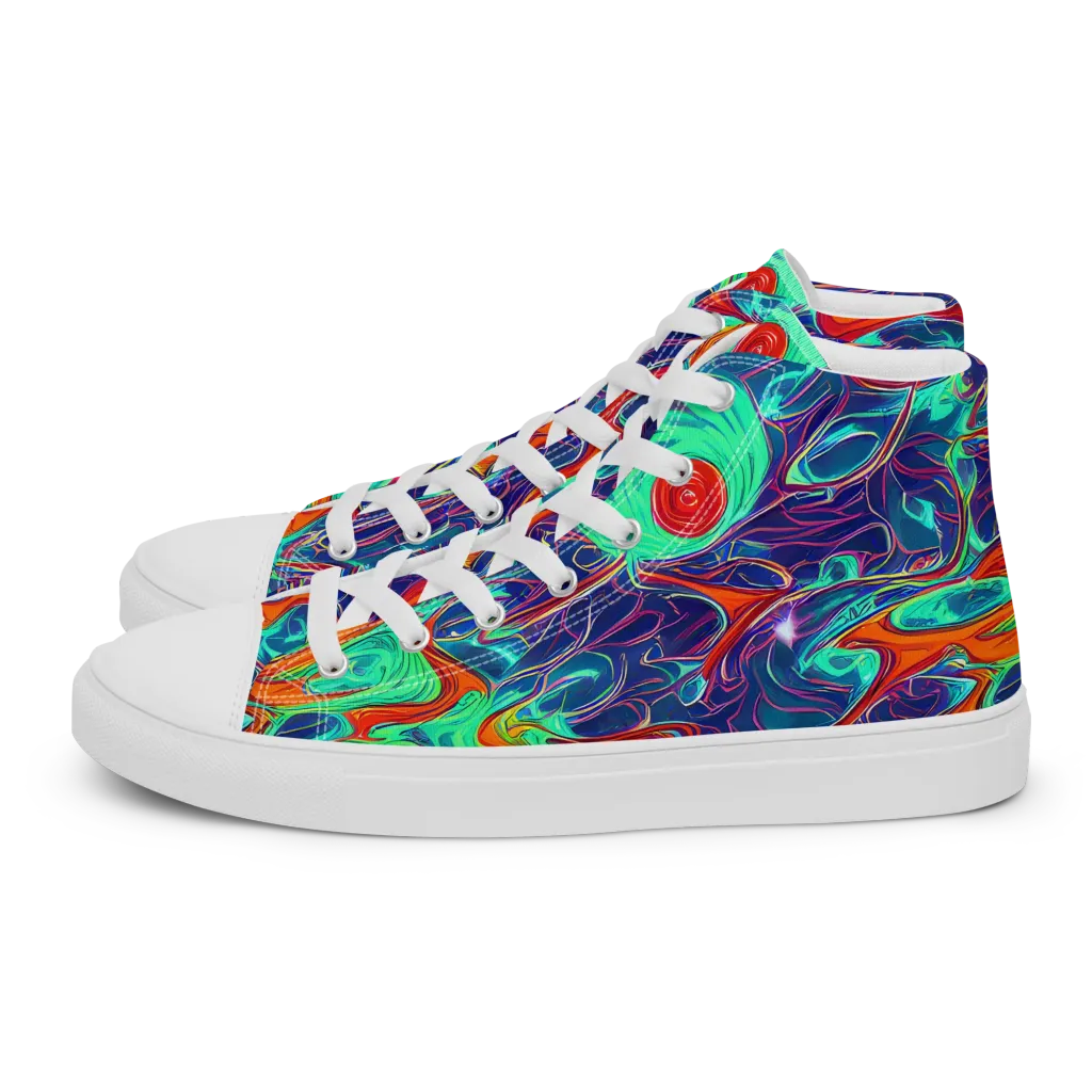 Cosmic Meltwater on Men's High Top Canvas Shoes — Left