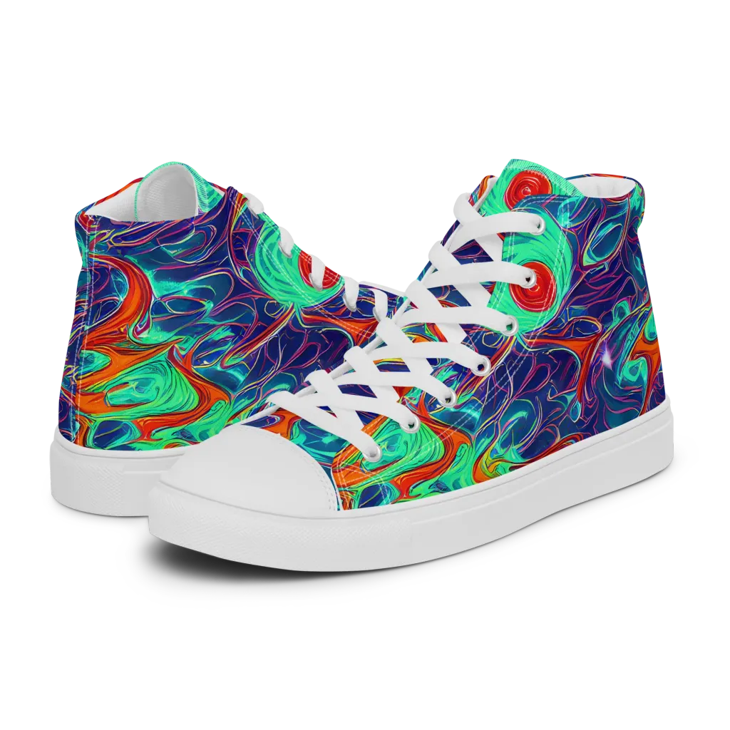 Cosmic Meltwater on Men's High Top Canvas Shoes — Left