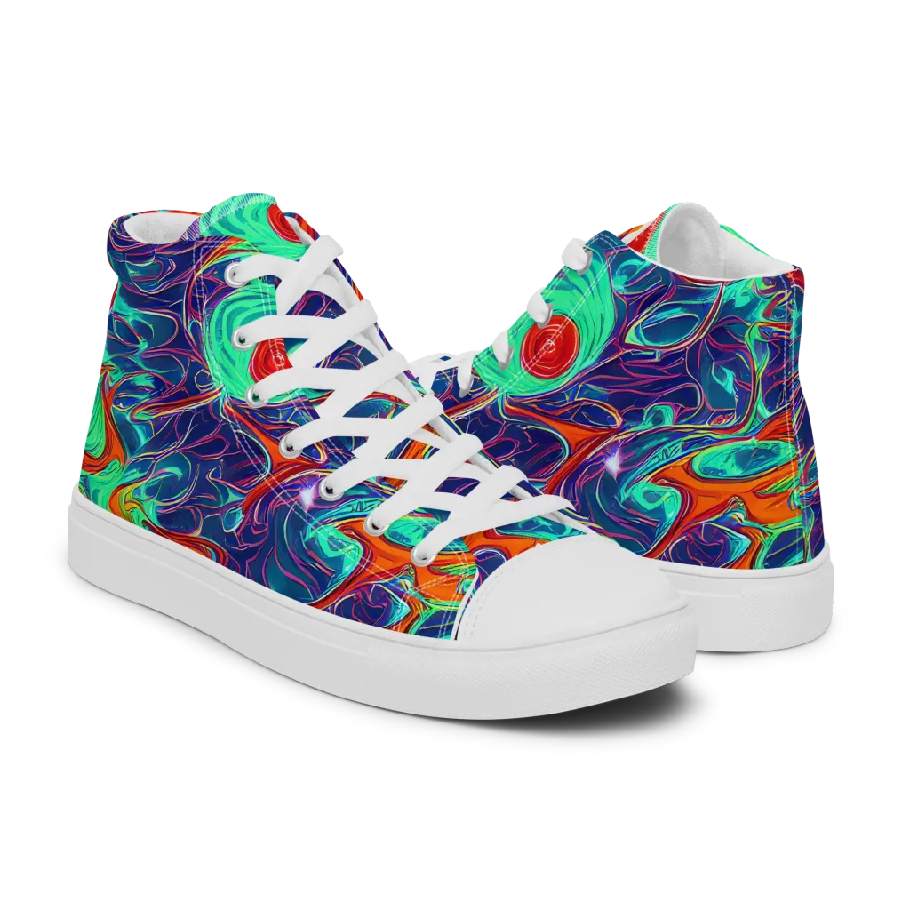 Cosmic Meltwater on Men's High Top Canvas Shoes — Right