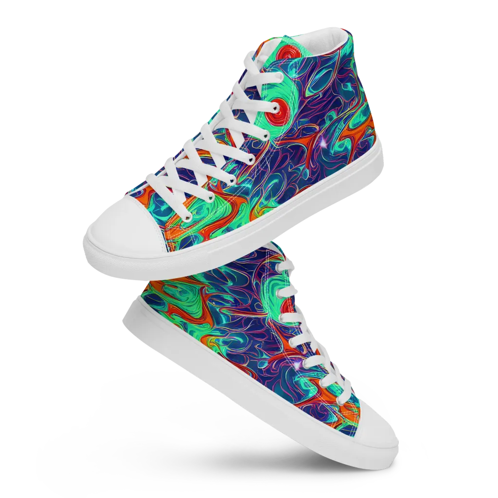 Cosmic Meltwater on Men's High Top Canvas Shoes — Front
