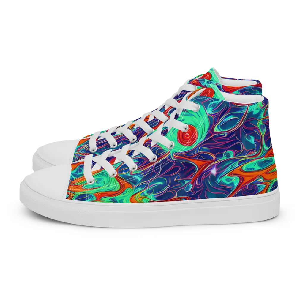 Cosmic Meltwater on Women's High Top Canvas Shoes — Left