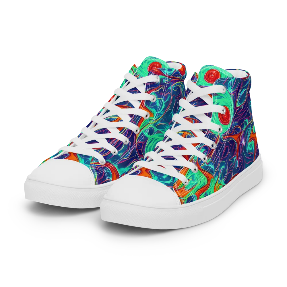 Cosmic Meltwater on Women's High Top Canvas Shoes — Left Front