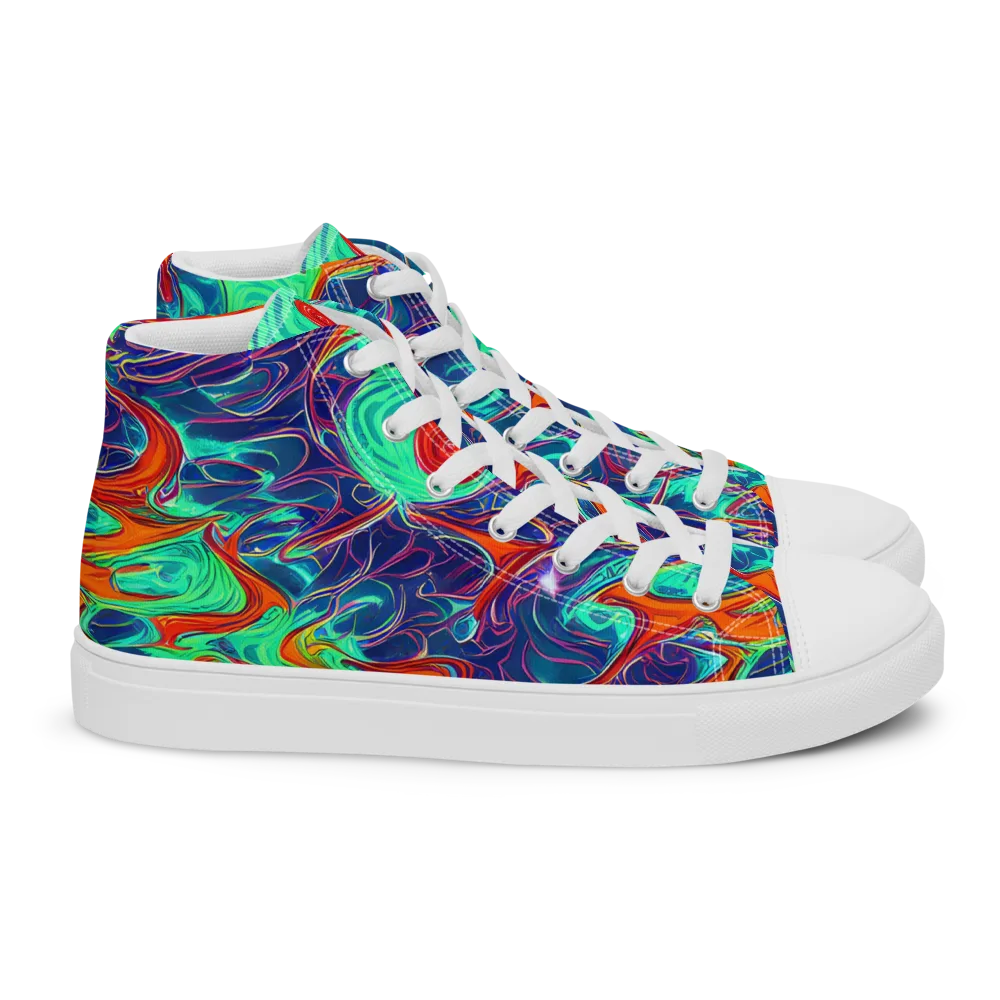 Cosmic Meltwater on Women's High Top Canvas Shoes — Right
